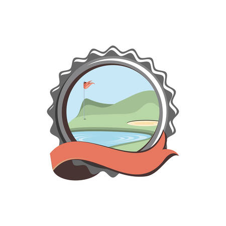 seal with field golf and ribbon vector illustration designのイラスト素材