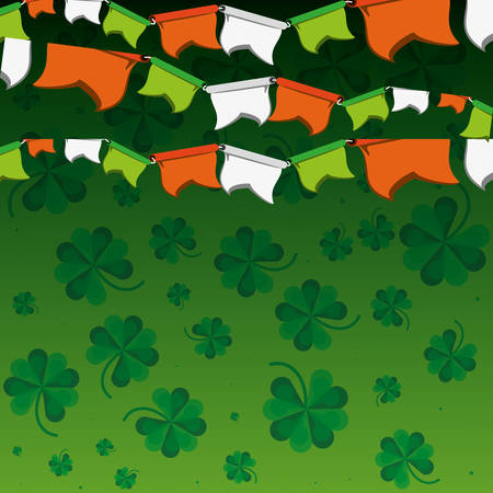 pattern of clovers with garlands hanging vector illustration designのイラスト素材