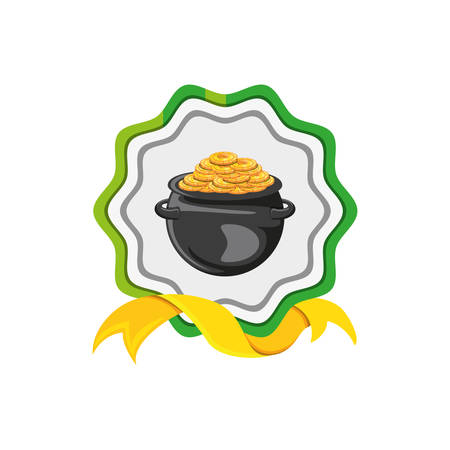 seal with leprechaun cauldron and coins vector illustration designのイラスト素材