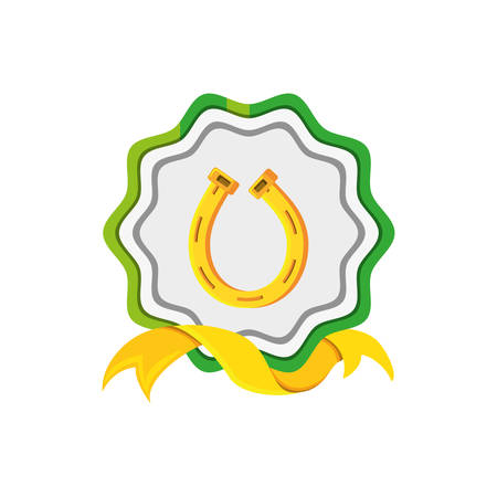 seal with horseshoe steel and ribbon vector illustration designのイラスト素材