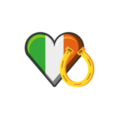 flag irish in shape heart with horseshoe vector illustration designのイラスト素材