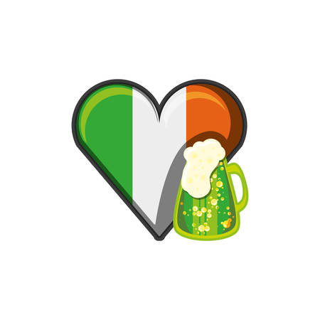 beer in jar with flag irish in shape heart vector illustration designのイラスト素材