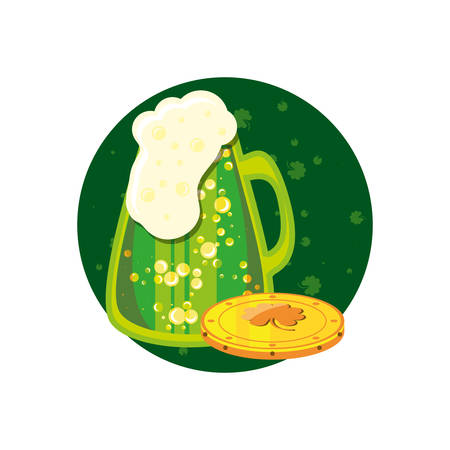 beer in jar and coin with clover vector illustration designのイラスト素材