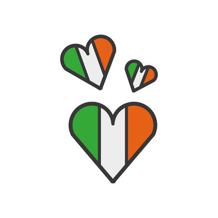 set of flags irish in shape heart vector illustration designのイラスト素材