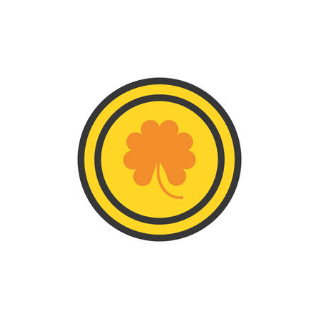 coin with clover isolated icon vector illustration designのイラスト素材