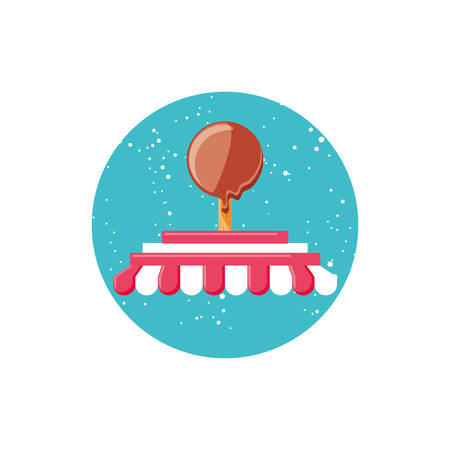 delicious ice cream in stick with parasol store vector illustration designのイラスト素材