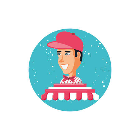 ice cream salesman with parasol store vector illustration designのイラスト素材
