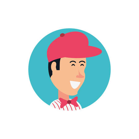 ice cream salesman avatar character vector illustration designのイラスト素材