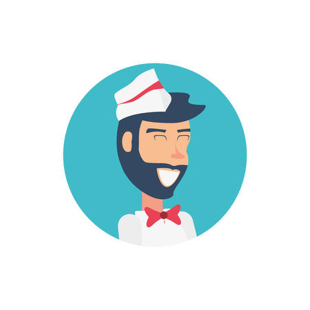 ice cream salesman in circular frame vector illustration designのイラスト素材