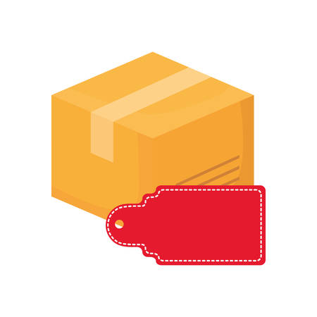 cardboard box tag price online shopping market vector illustrationのイラスト素材