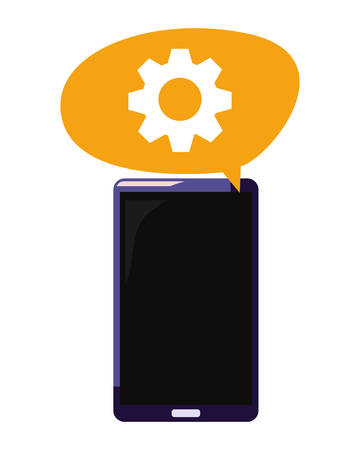 cellphone setting speech bubble online shopping vector illustrationのイラスト素材