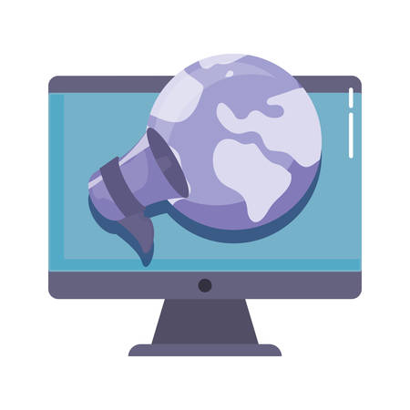 computer world speaker online shopping market vector illustrationのイラスト素材