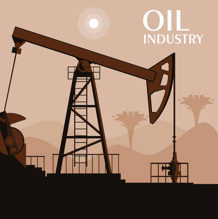 oil industry scene with derrick vector illustration designのイラスト素材