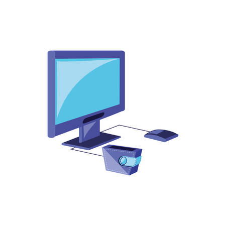 computer monitor with parasol store and wallet vector illustration designのイラスト素材