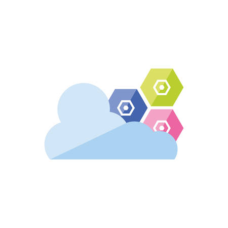 cloud computing with metallic nuts vector illustration designのイラスト素材