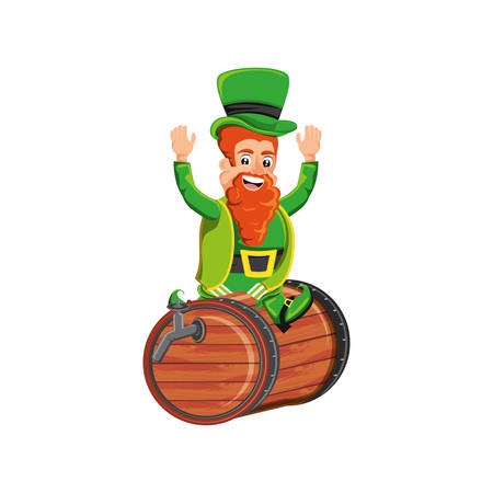 leprechaun with barrel wooden vector illustration designのイラスト素材