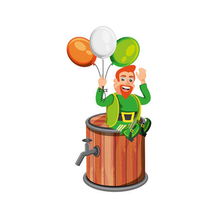 leprechaun with balloons helium seated barrel wooden vector illustration designのイラスト素材