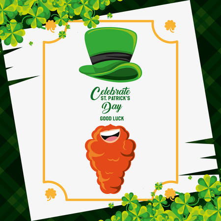 st patrick day with leprechaun hat and beard vector illustration designのイラスト素材