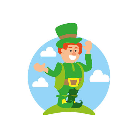 leprechaun with landscape icon vector illustration designのイラスト素材