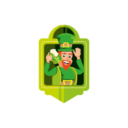 leprechaun happy with beer in seal vector illustration designのイラスト素材