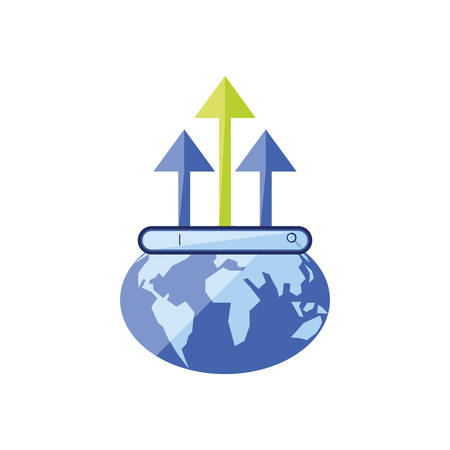 world planet earth with browser bar vector illustration designのイラスト素材