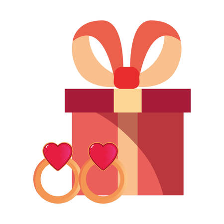 gift and rings happy valentines day vector illustrationのイラスト素材