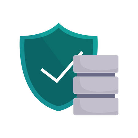 database server shield protrection checkmark security vector illustrationのイラスト素材