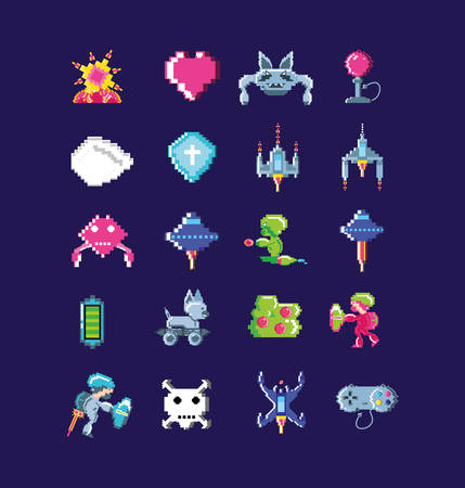 classic video game set icons vector illustration designのイラスト素材
