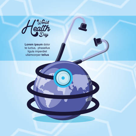 world health day card with stethoscope vector illustration designのイラスト素材