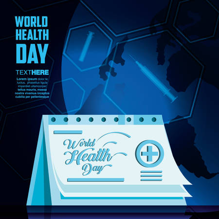 world health day card with calendar reminder vector illustration designのイラスト素材