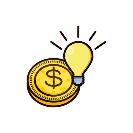 coin dollar with light bulb isolated icon vector illustration designのイラスト素材