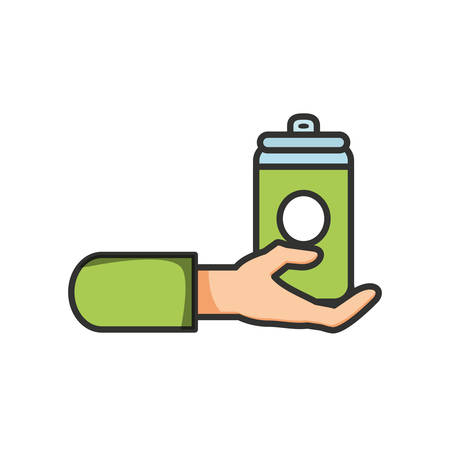 hand with drink canned isolated icon vector illustration designのイラスト素材