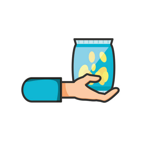 hand with potato chip isolated icon vector illustration designのイラスト素材