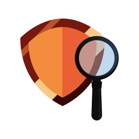 shield protection magnifying glass copyright protection vector illustrationのイラスト素材