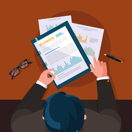 air view businessman working in the office vector illustration designのイラスト素材