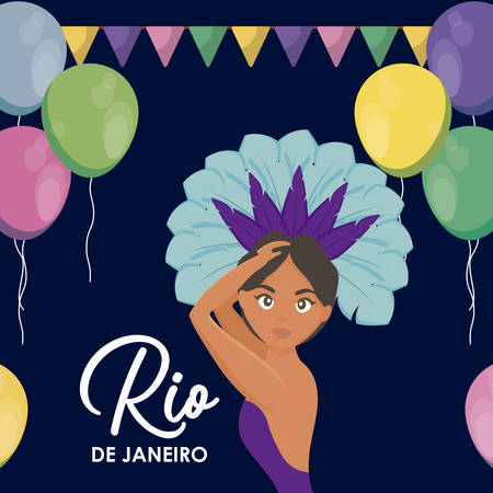garota dancing of carnival rio janeiro vector illustration designのイラスト素材