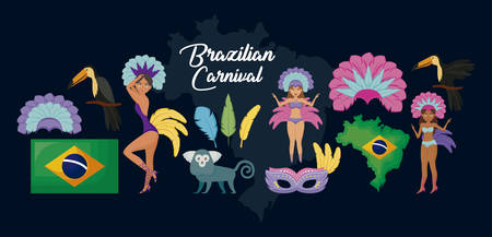 carnival rio janeiro set icons vector illustration designのイラスト素材