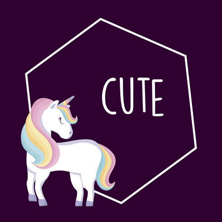 cute unicorn with frame icon vector illustration designのイラスト素材