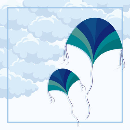 kites flying in the sky vector illustration designのイラスト素材