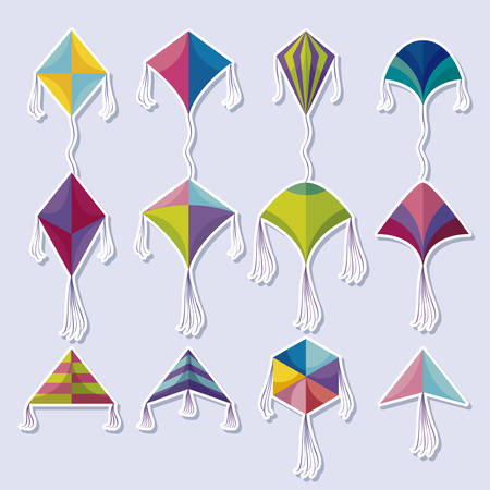 set of kites flying icon vector illustration designのイラスト素材