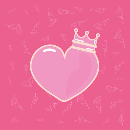 pink heart love with crown vector illustrationのイラスト素材