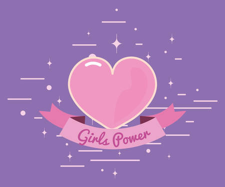 pink heart love girls power vector illustrationのイラスト素材