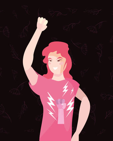 woman with raised print shirt girls power vector illustrationのイラスト素材