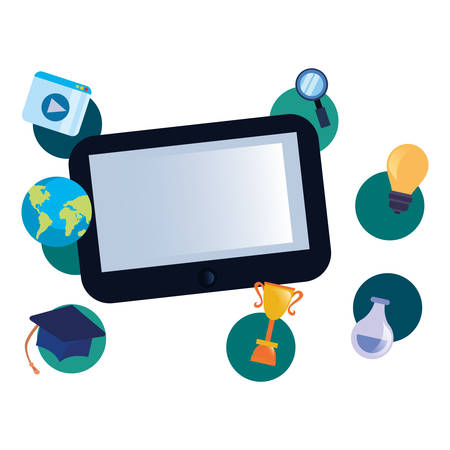tablet creativity online education school vector illustrationのイラスト素材