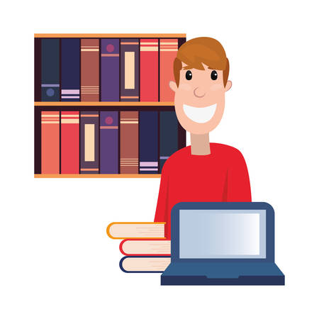student laptop books online education school vector illustrationのイラスト素材
