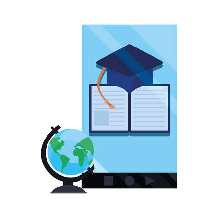 mobile ebook hat online education school vector illustrationのイラスト素材
