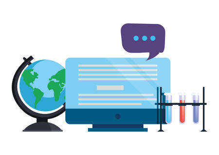 computer world science online education school vector illustrationのイラスト素材