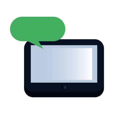 tablet speech bubble online education school vector illustrationのイラスト素材