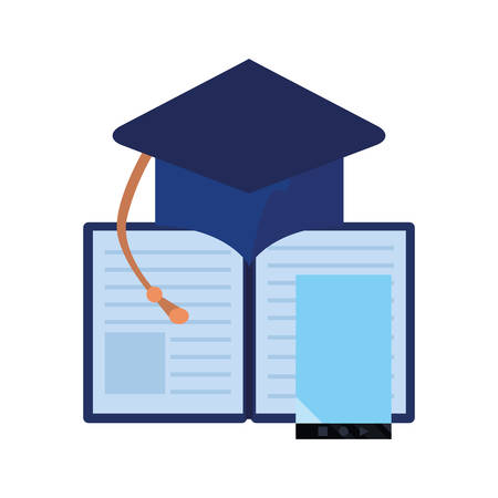 graduation hat book mobile online education school vector illustrationのイラスト素材