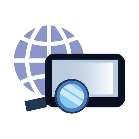 world tablet loupe online education school vector illustrationのイラスト素材